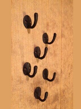 Set of Six (6) Small Cast Iron Robe Hooks 1 1/2" tall Six (6) 01203